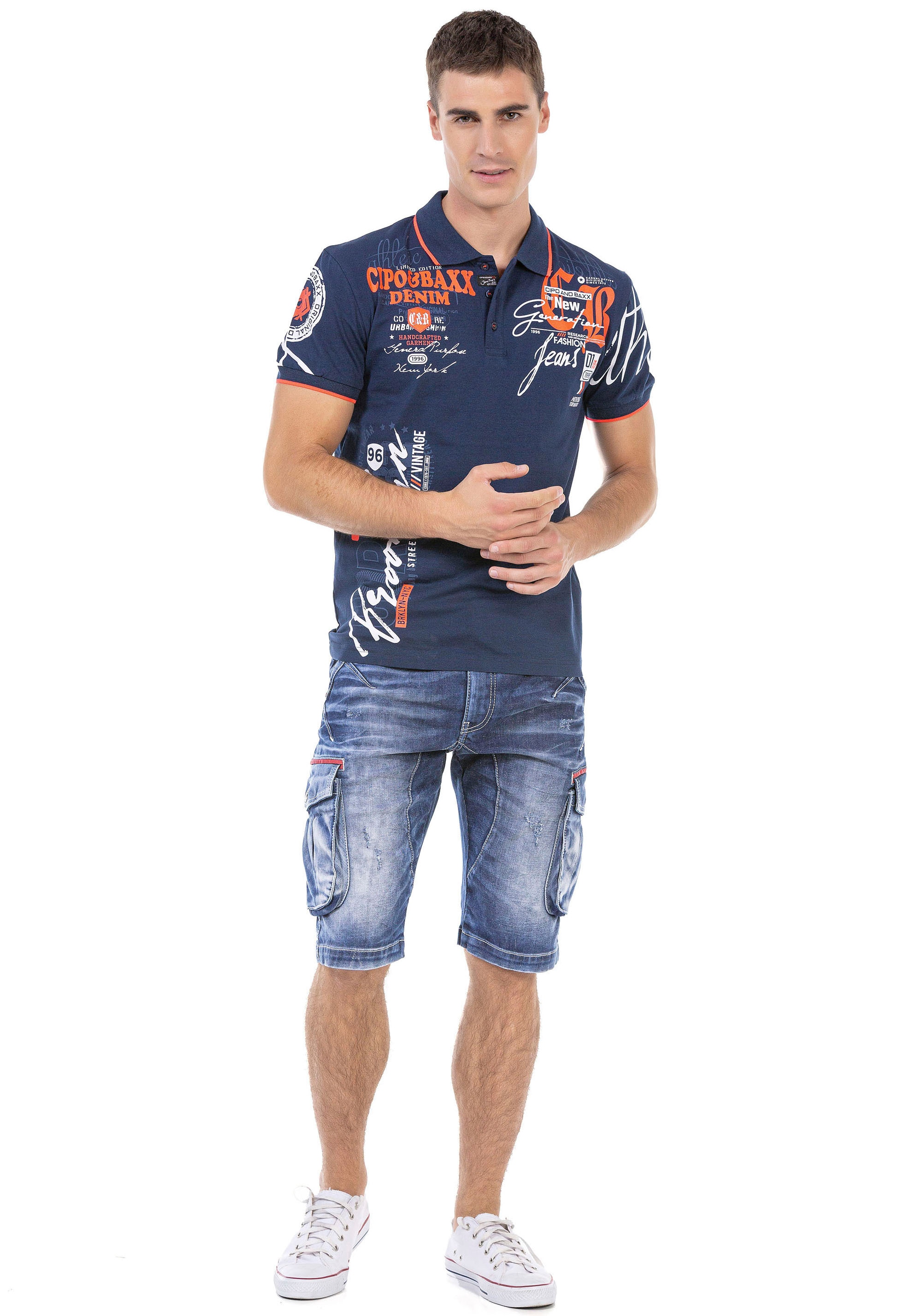 Cipo & Baxx Poloshirt , mit markantem Print