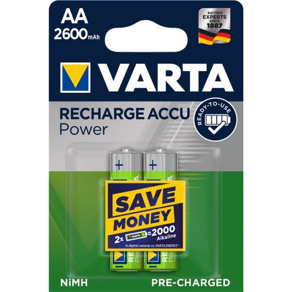 Varta Pilha Recarregável AA NiMH 2600mAh Mignon 2 Un.