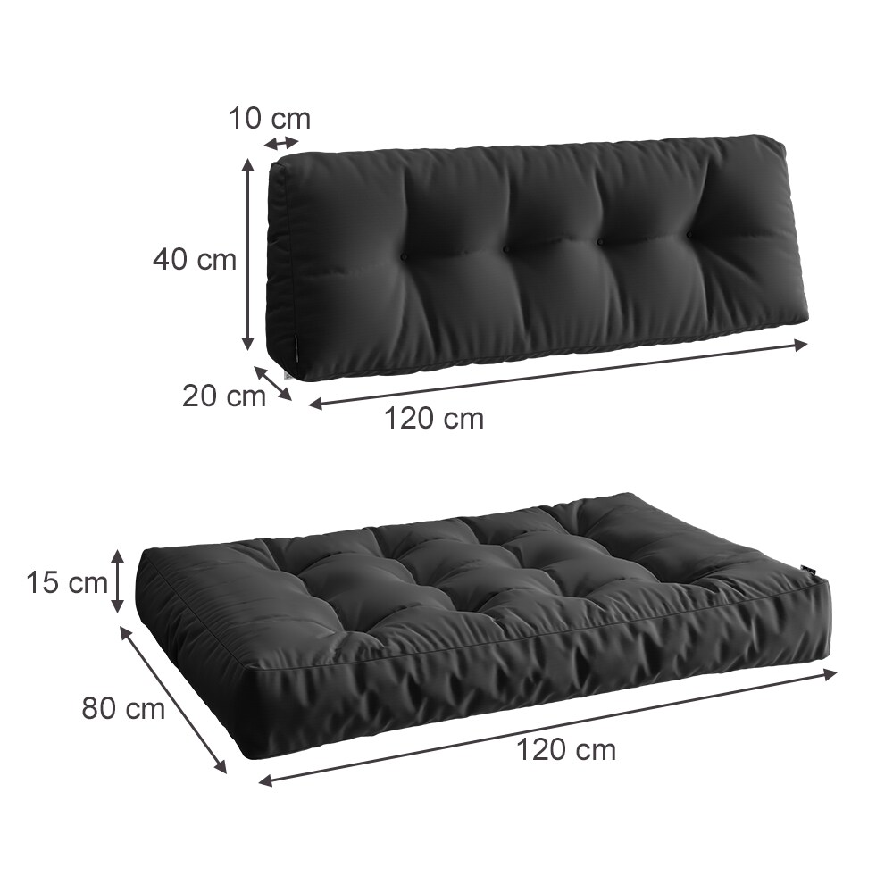Vicco Palettenkissen-Set Ohio Anthrazit 2 Teile