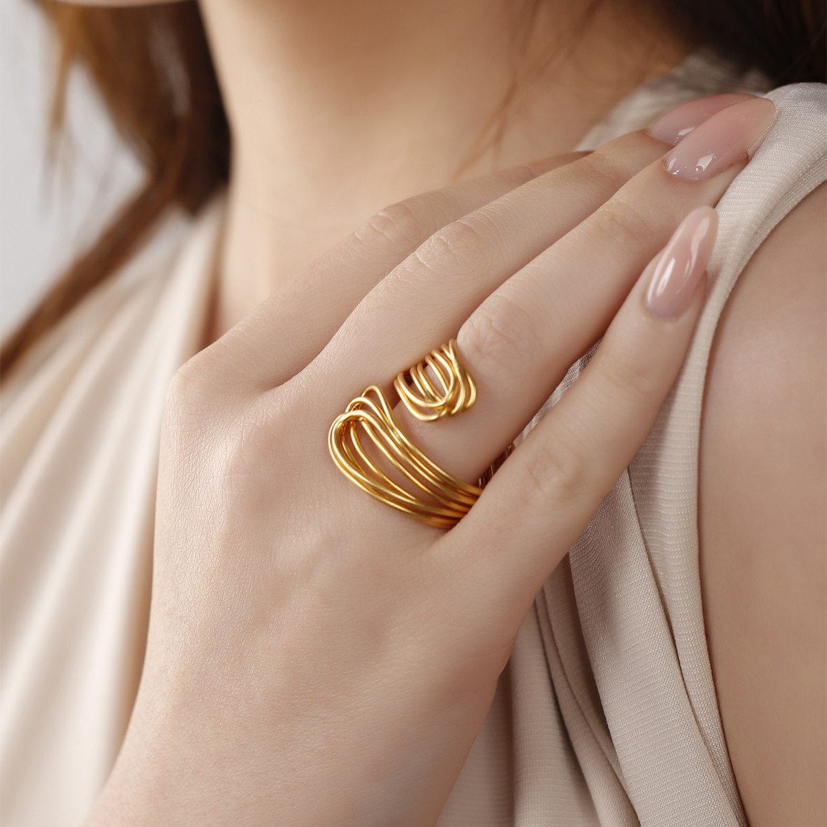 Bague ajustable - Laiton plaqué or
