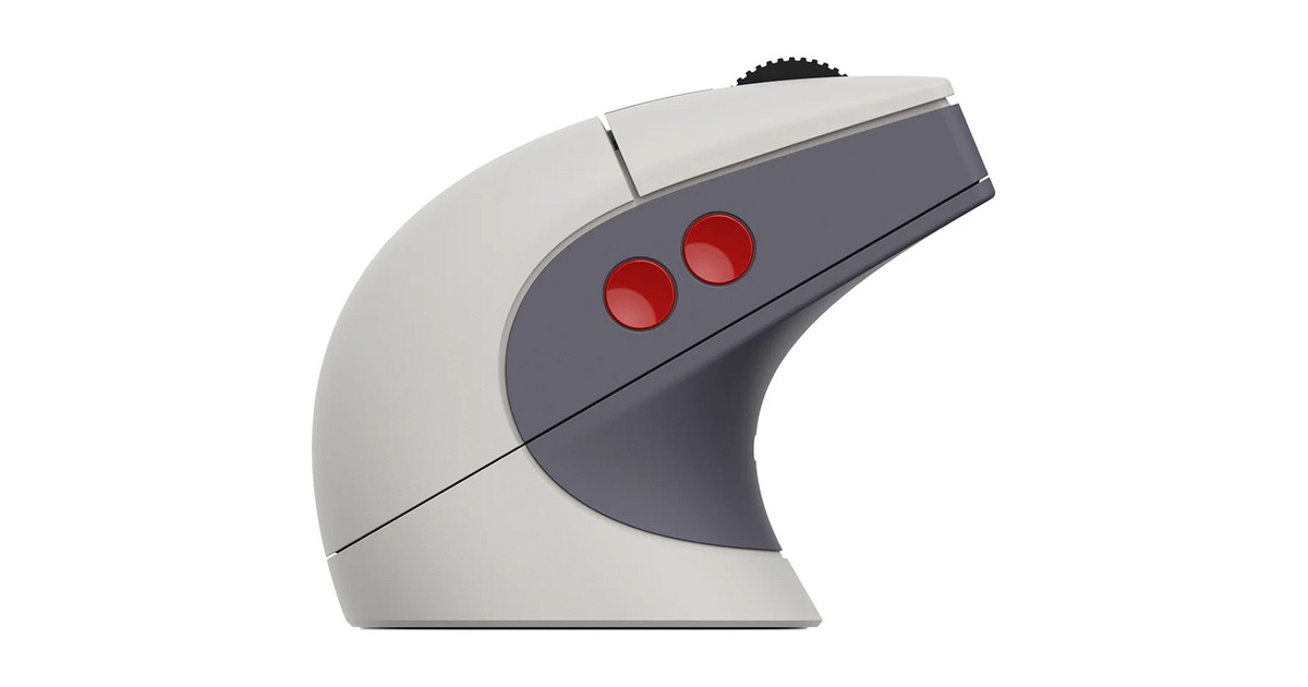 8BitDoRetro R8 Mouse - N Edition  (Grijs/rood, 50 - 26000 DPI, Bluetooth / USB-C / 2.4 GHz)