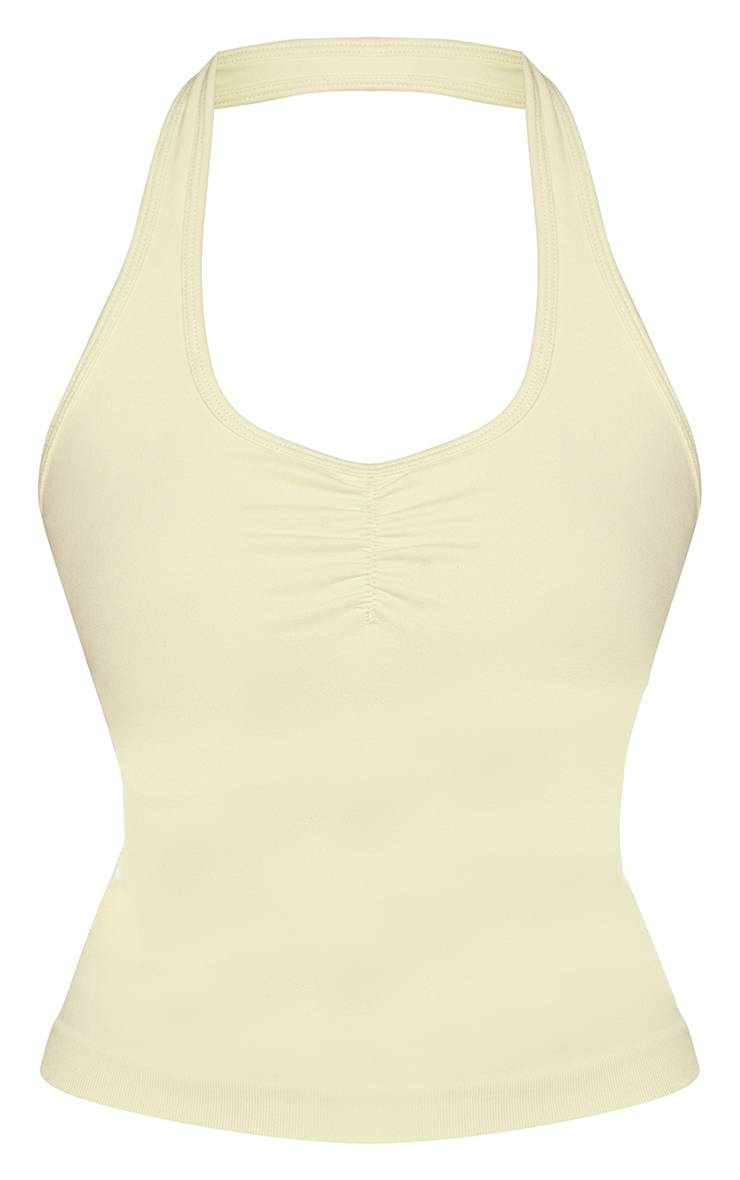 Citron Vert Ensemble Top Dos Nu Licou Et Short Taille Haute Effet Sculptant Sans Coutures