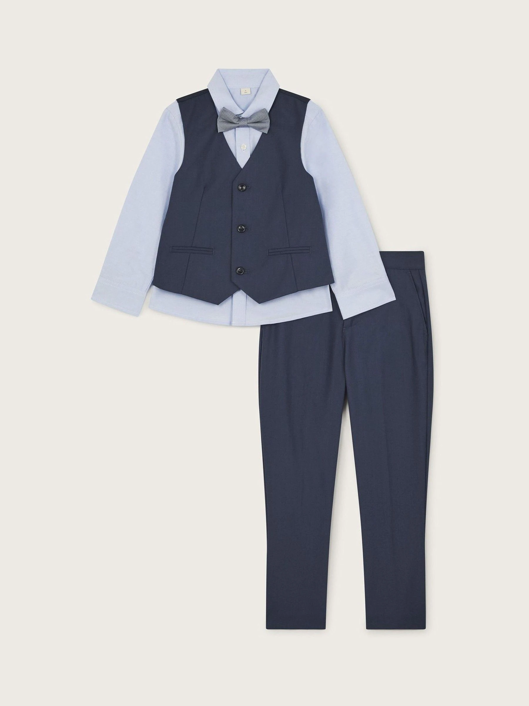 Monsoon 4-delige set van net herenvest en broek met strik