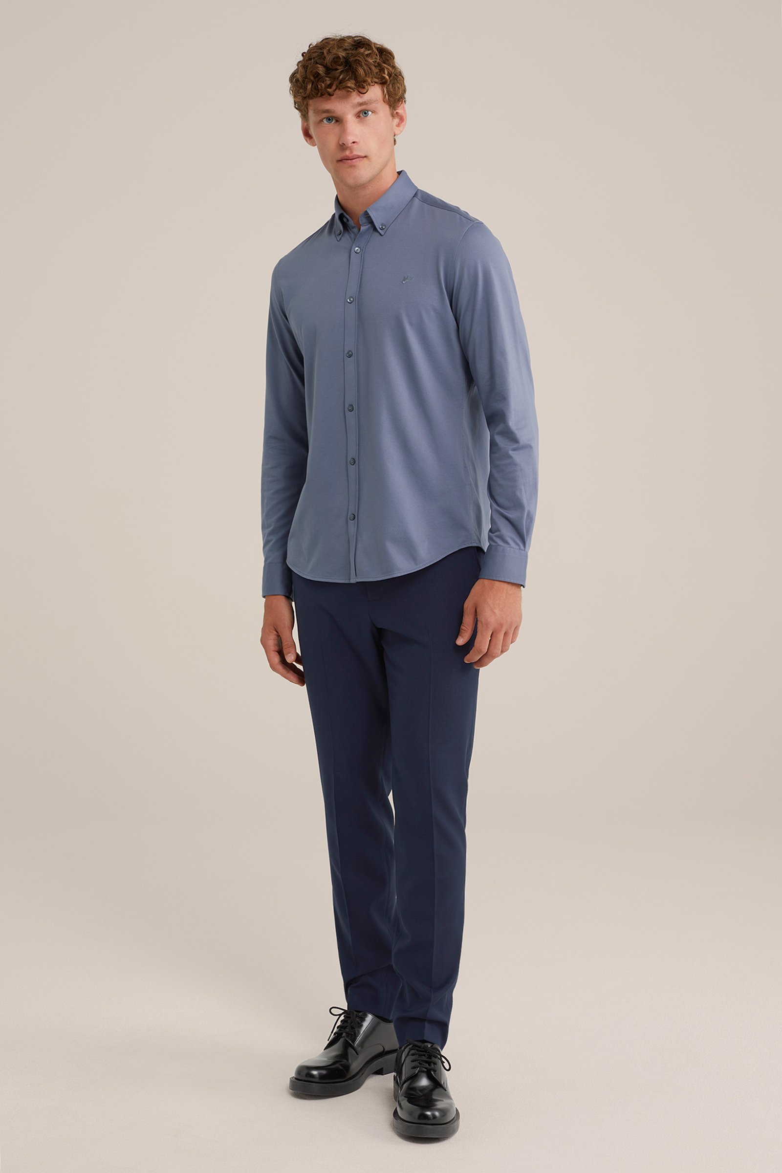 jersey overhemd met stretch WE Fashion Grijsblauw