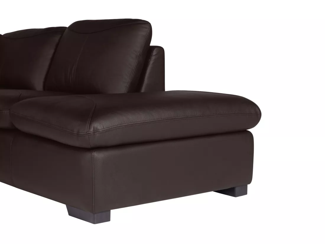 Canapé d'angle en cuir ONYX II - Marron - Angle droit
