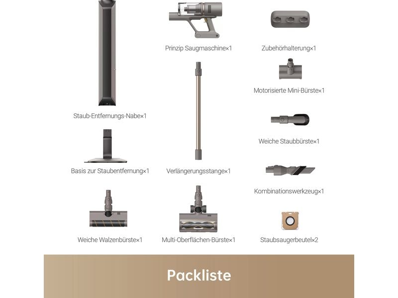 Dreame Akku-Hand- und Stielsauger Z10 Station Beige Kabelloser Staubsauger mit Station und automatischer Entleerung