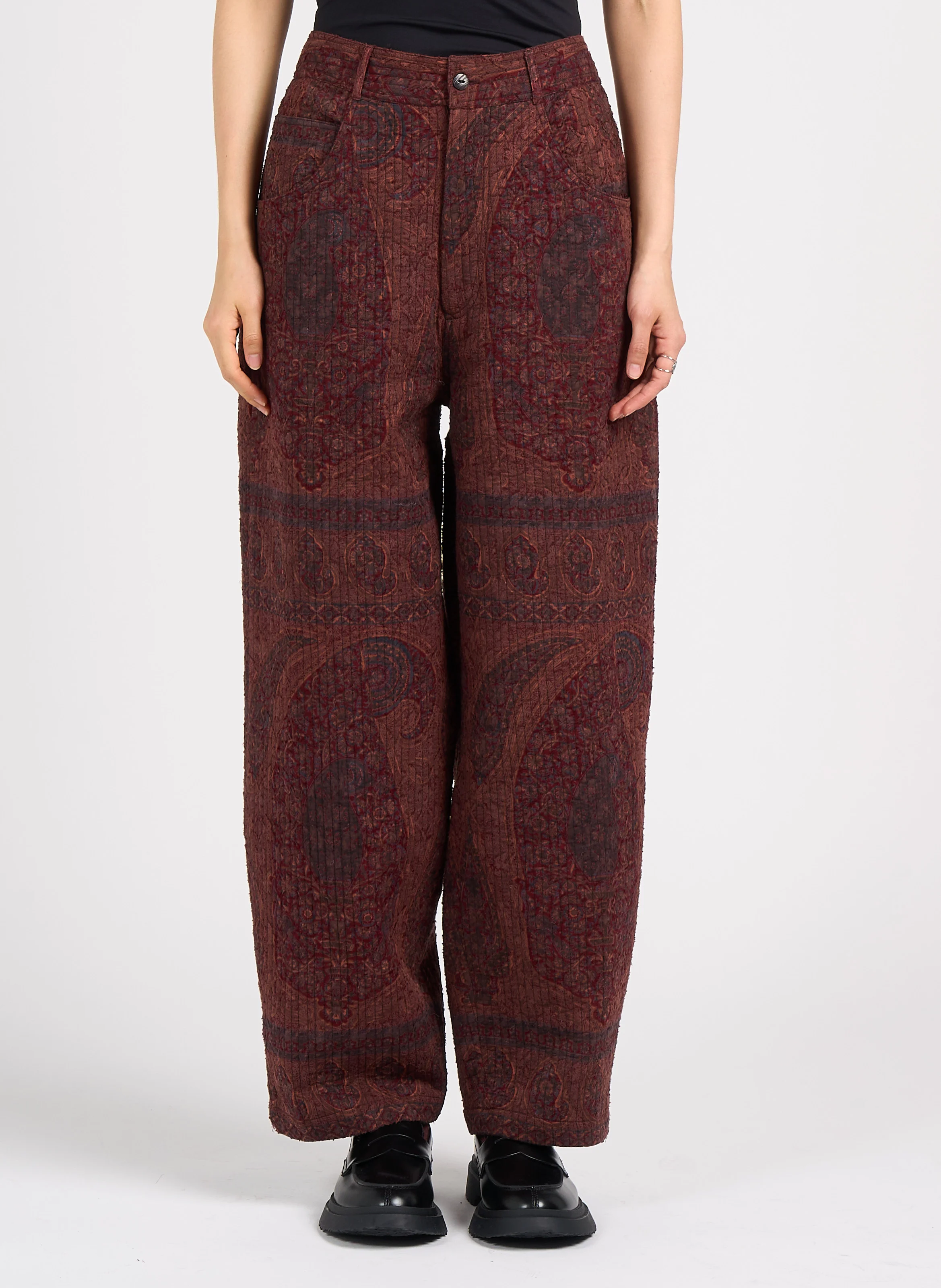 TAJARO - Pantalon large matelassé en coton | Rouge