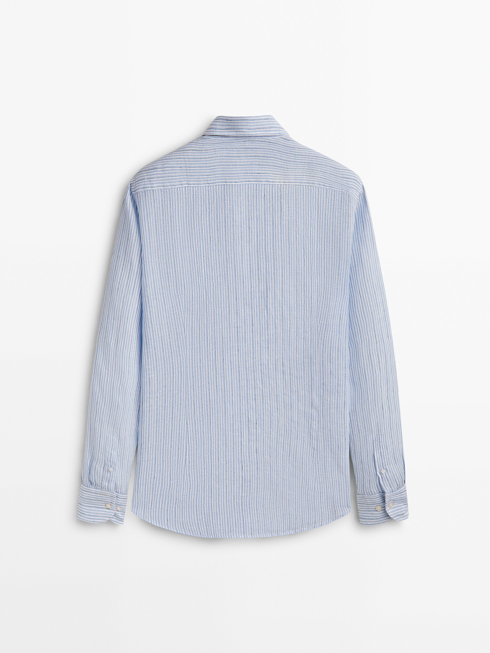 Camisa rayas 100% linho slim fit - AZUL CLARO