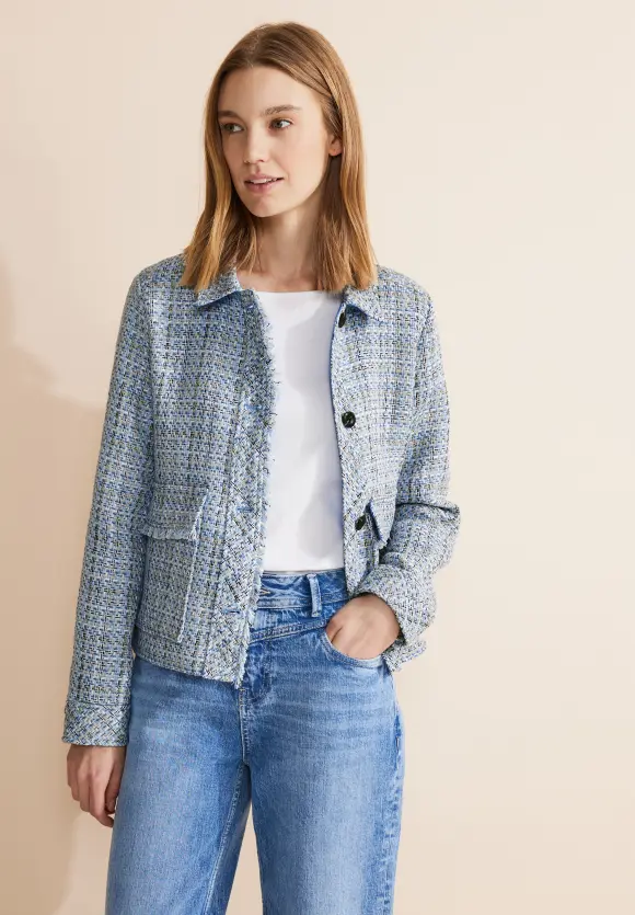Kurze Bouclé Jacke - warm light blue