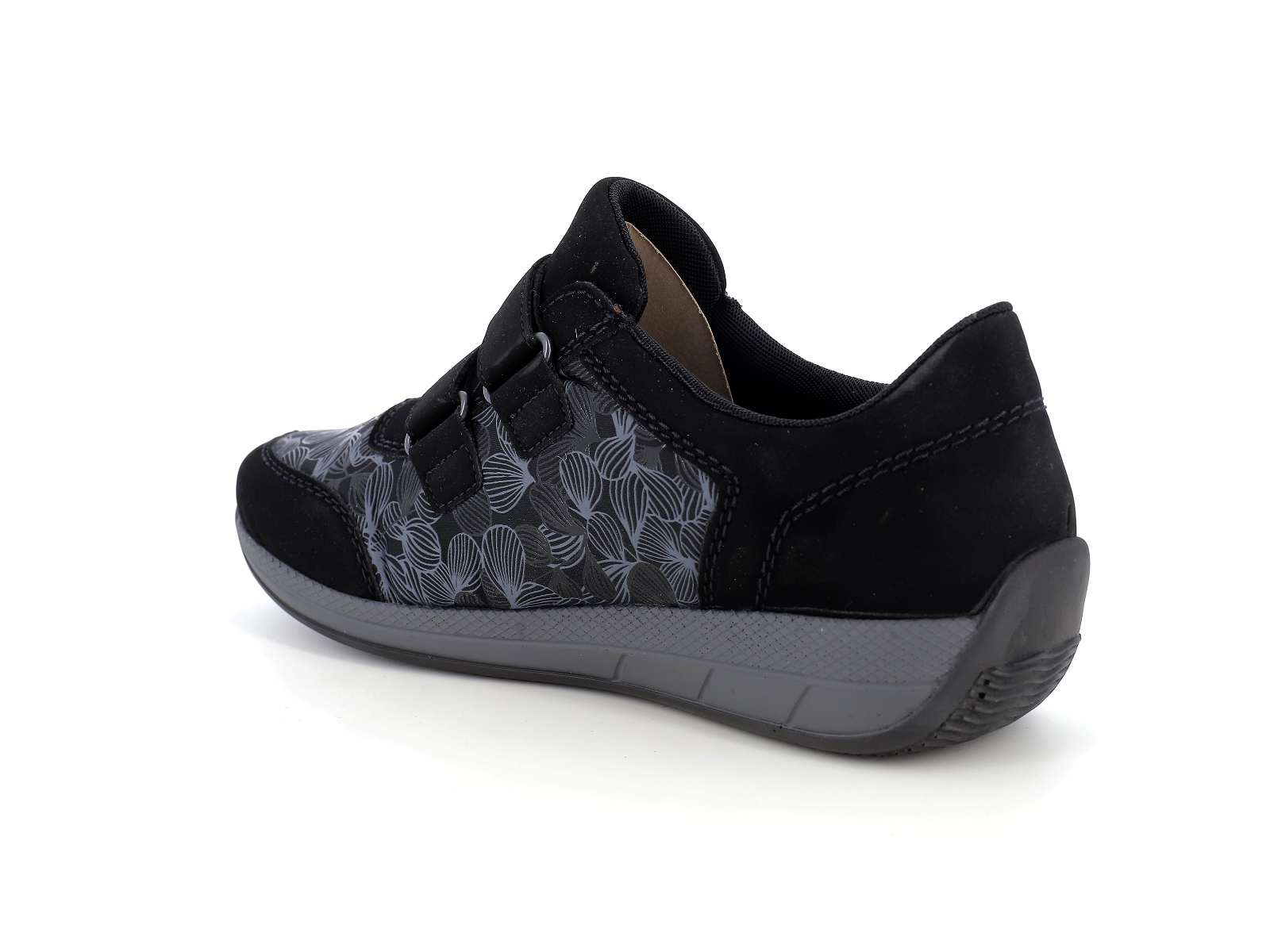 Rieker-N1168 Matières combinées Noir Gris