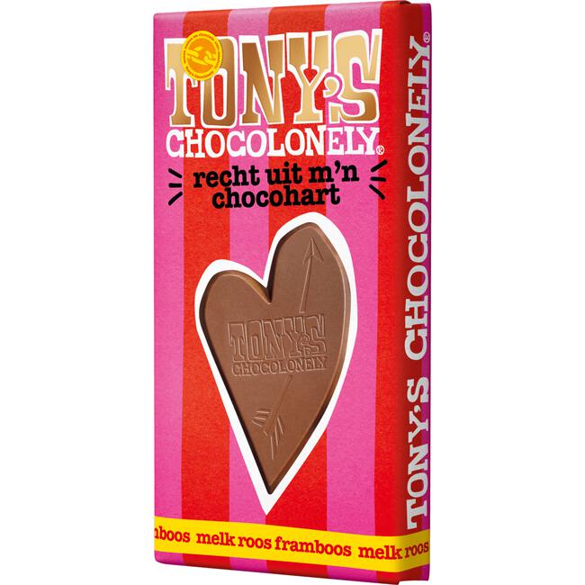 Tony's Chocolonely liefde Melk Roos Framboos