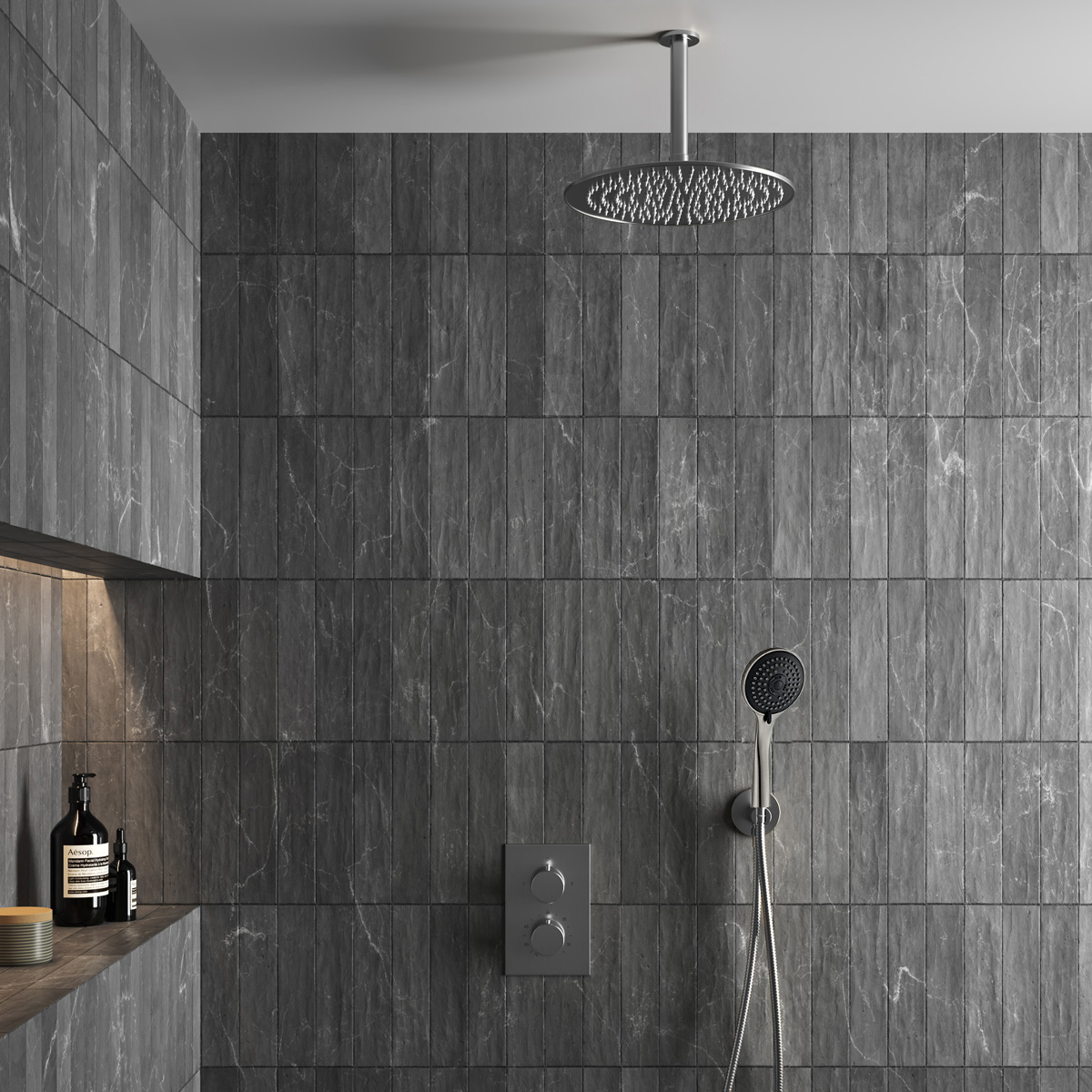 Saniclear Exclusive volledig 304 RVS inbouw regendouche 30cm met 3 standen handdouche plafondmontage