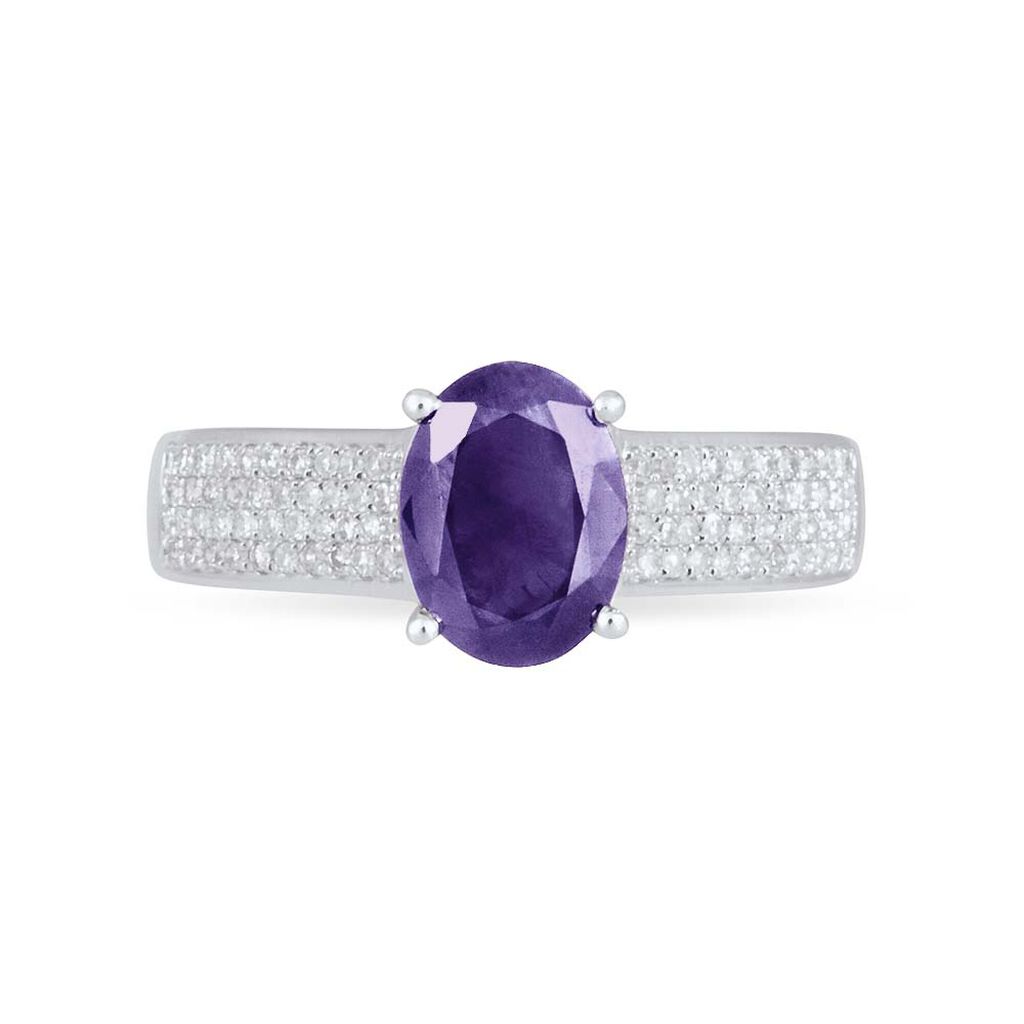 Bague Crista Or Blanc Amethyste Et Diamant