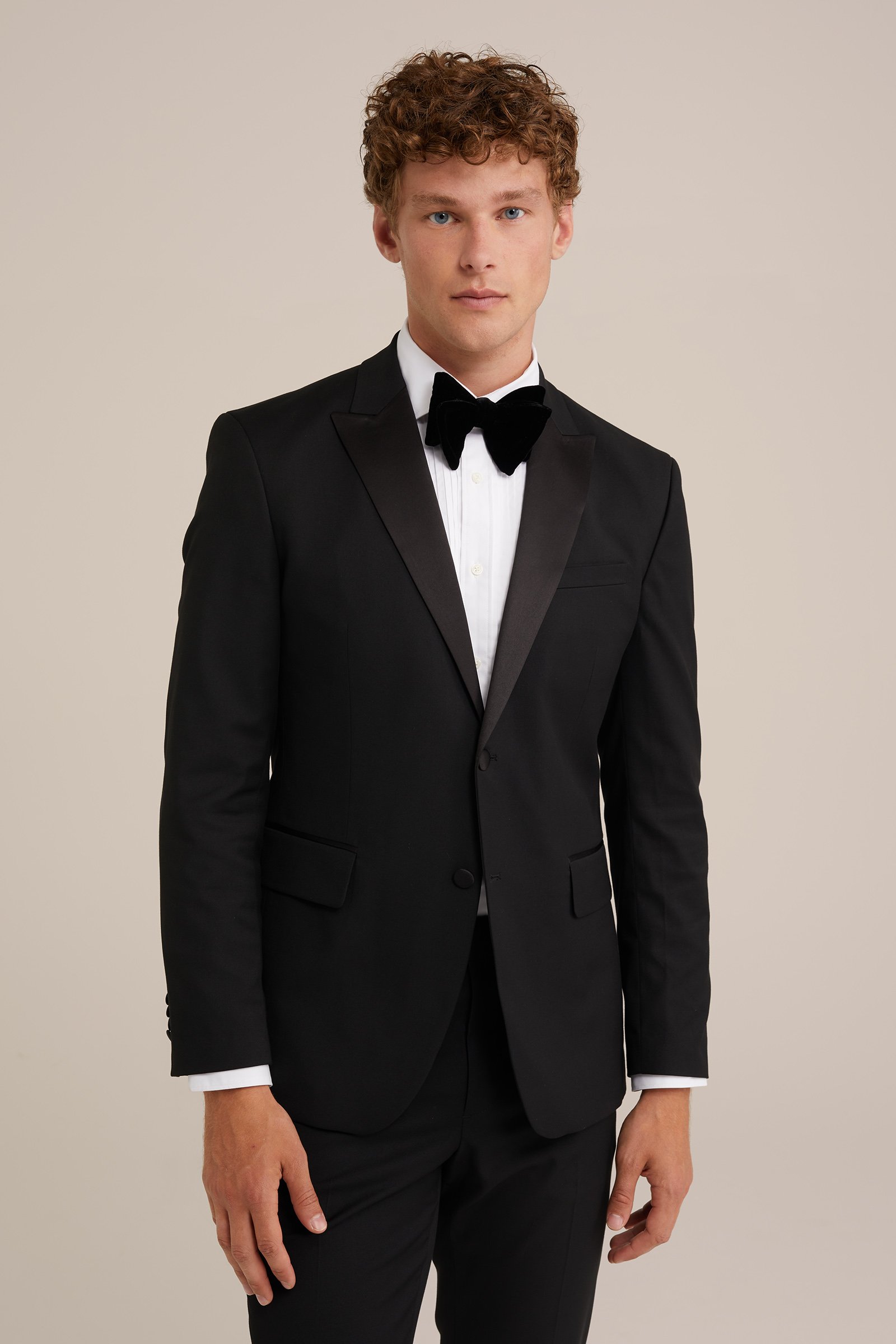 slim fit tuxedo blazer WE Fashion Zwart