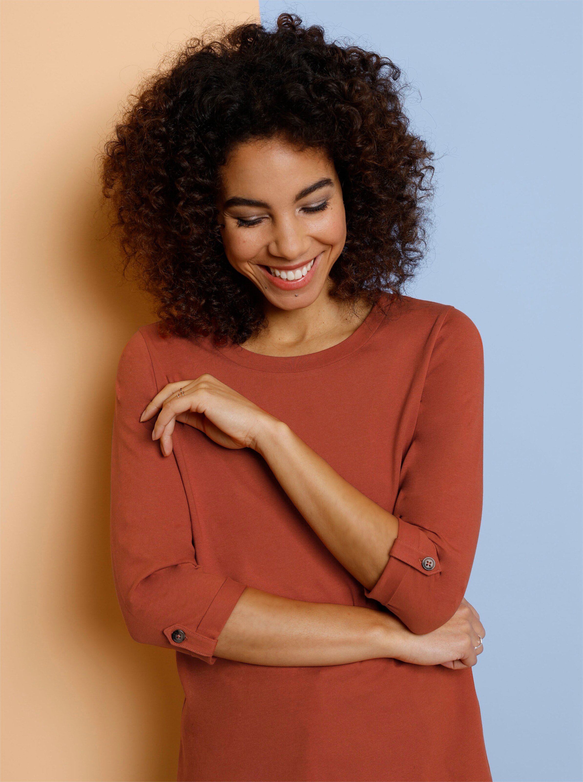 34-Arm-Shirt aus reiner Baumwolle