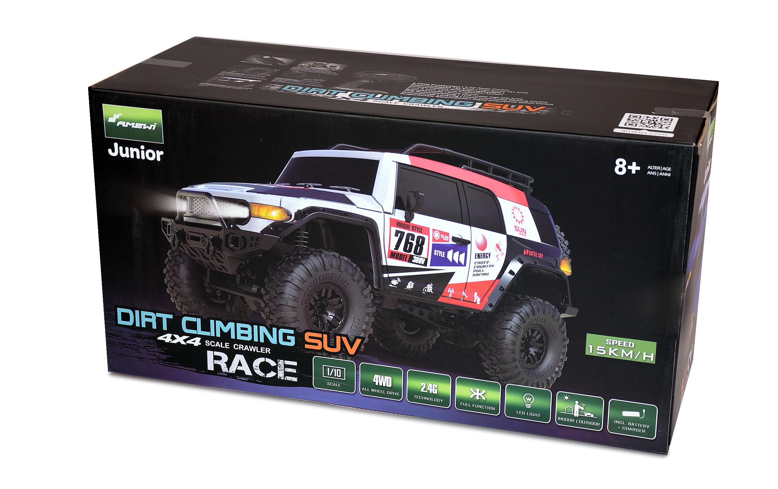 Scale Crawler Dirt Climbing SUV CV, Weiss/Rot 1:10, RTR<br>Geländegängiger 4x4 SUV für Einsteiger
