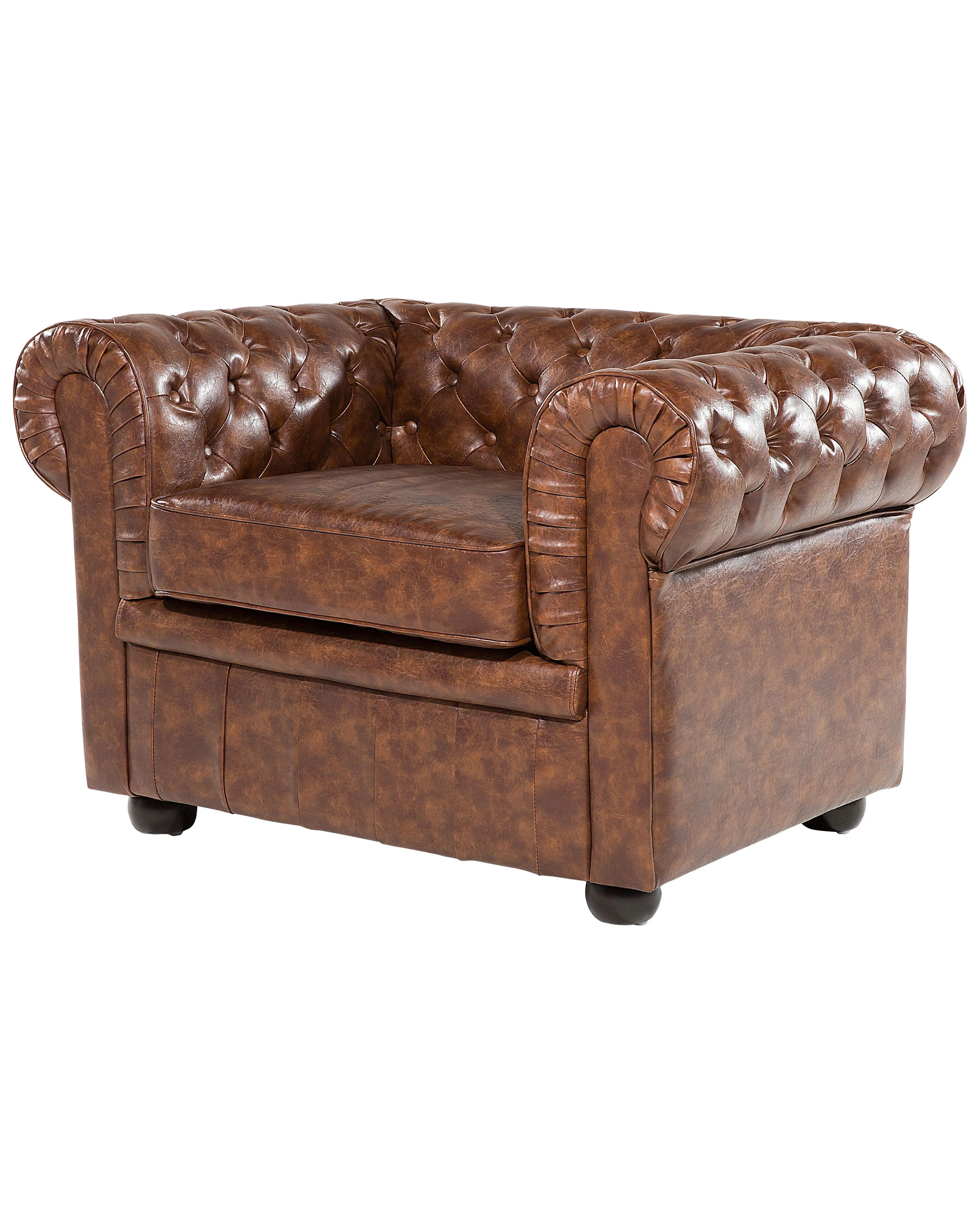 Fauteuil CHESTERFIELD Kunstleer Goudbruin