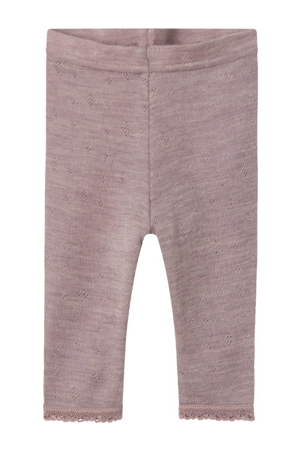 NAME IT baby slim fit legging NBFWANG van merinowol en all over print lila
