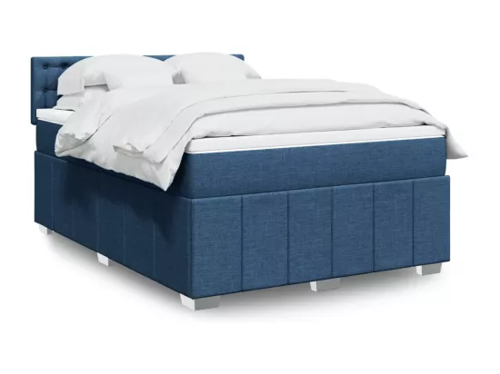 Sommier à lattes de lit avec matelas Bleu 160x200 cm Tissu