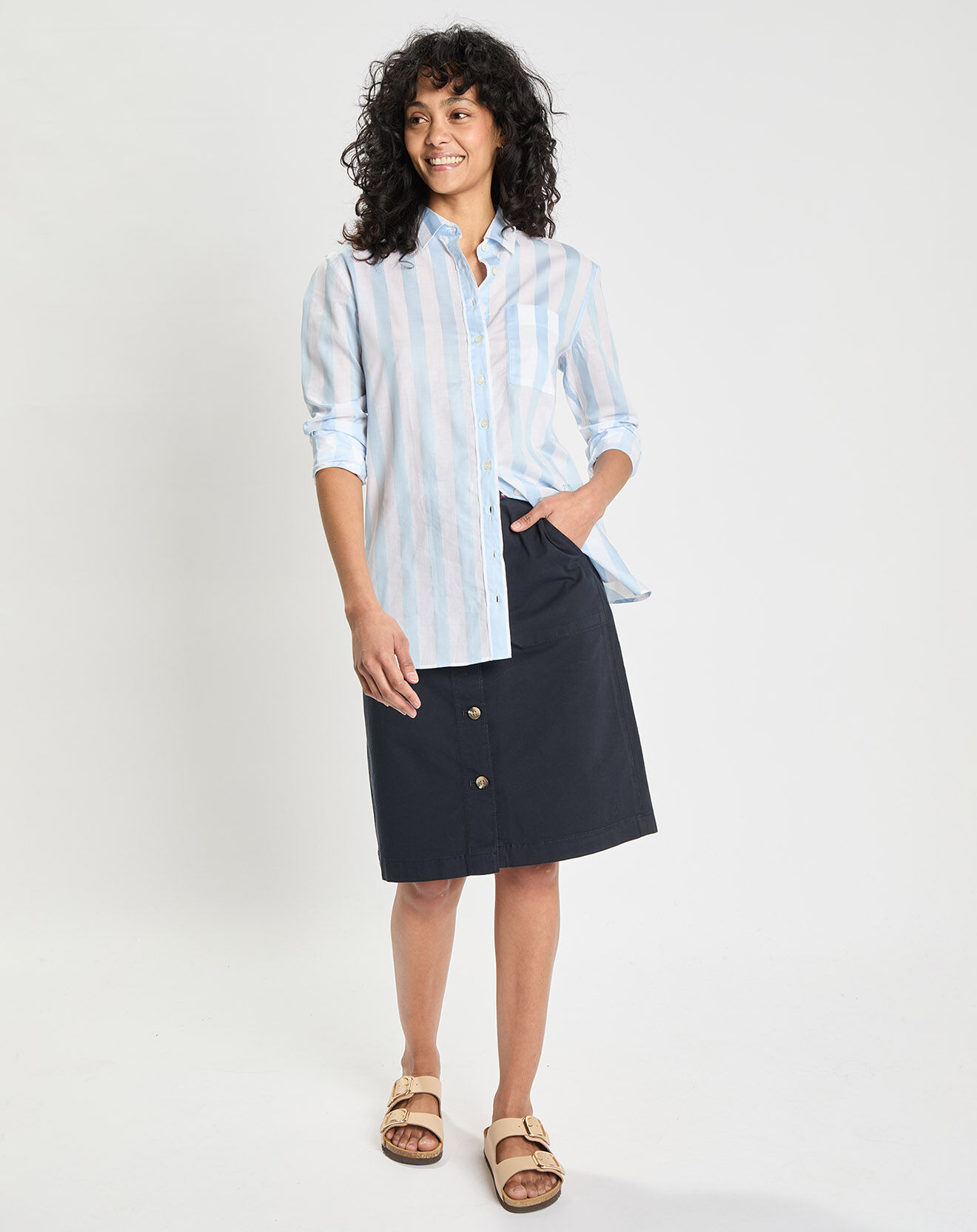 Tommy Hilfiger Chemise droite oversized rayures ciel/blanc