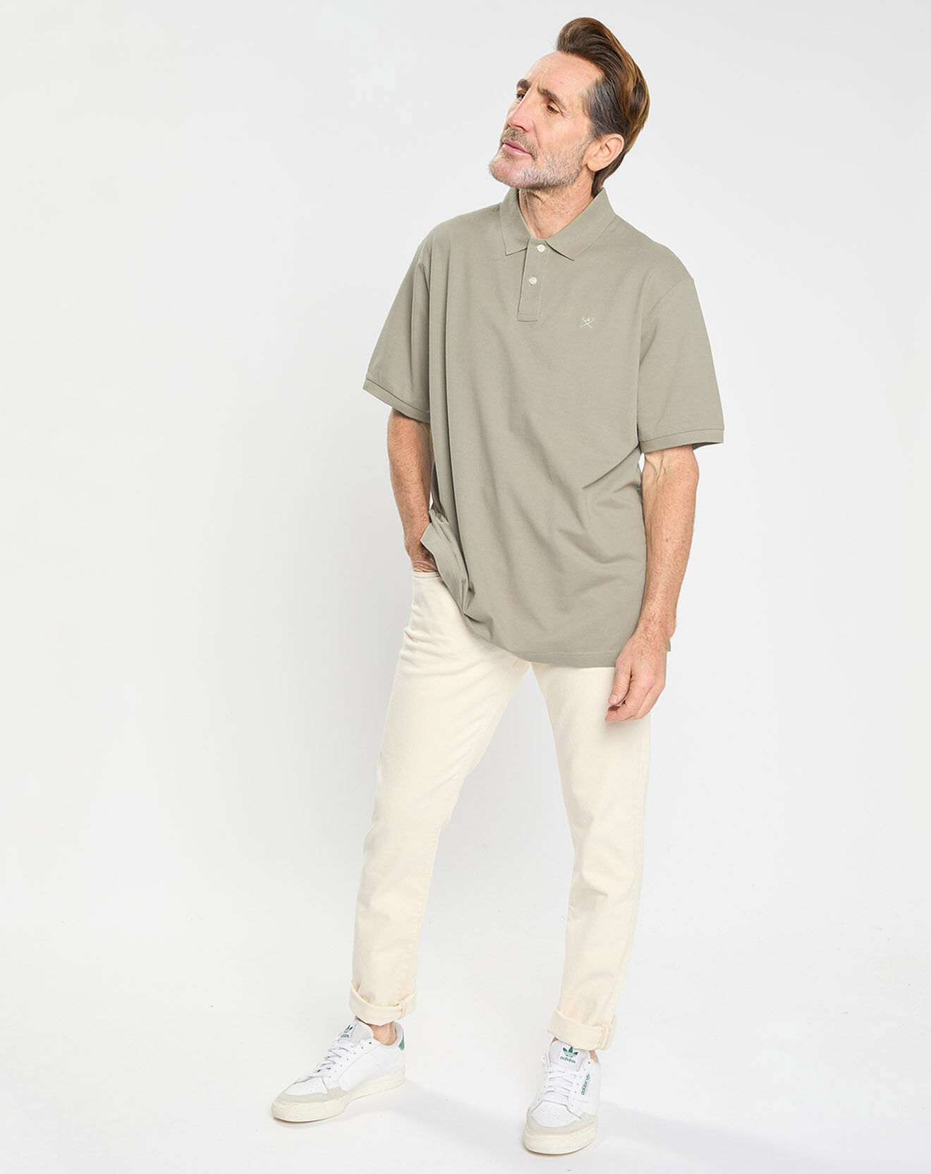 Hackett London Polo Slim Fit manches courtes uni piqué kaki
