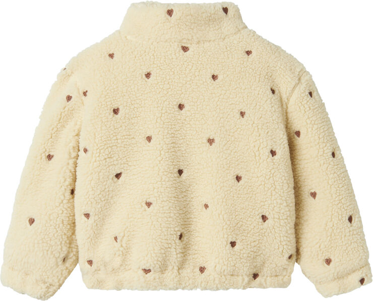 Lil' Atelier NMFNALO SHERPA LOOSE JACKET LIL Sandshell/emb. hearts