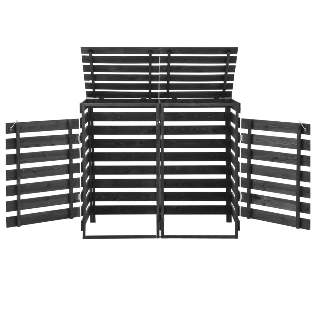 Abri de poubelle double 140x75x121 cm bois de pin massif peint