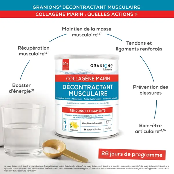 Granions Relaxante Muscular com Colágeno Marinho - Pacote com 3 - Recuperação Muscular 3x300g Tratamento de 3 meses