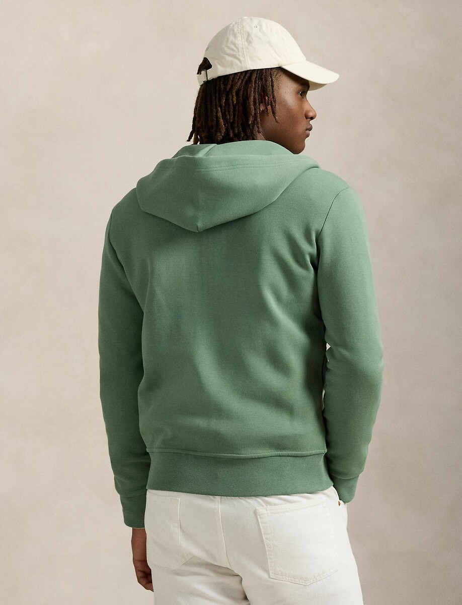 POLO RALPH LAUREN<br>Moletom com capuz em malha dupla e zíper