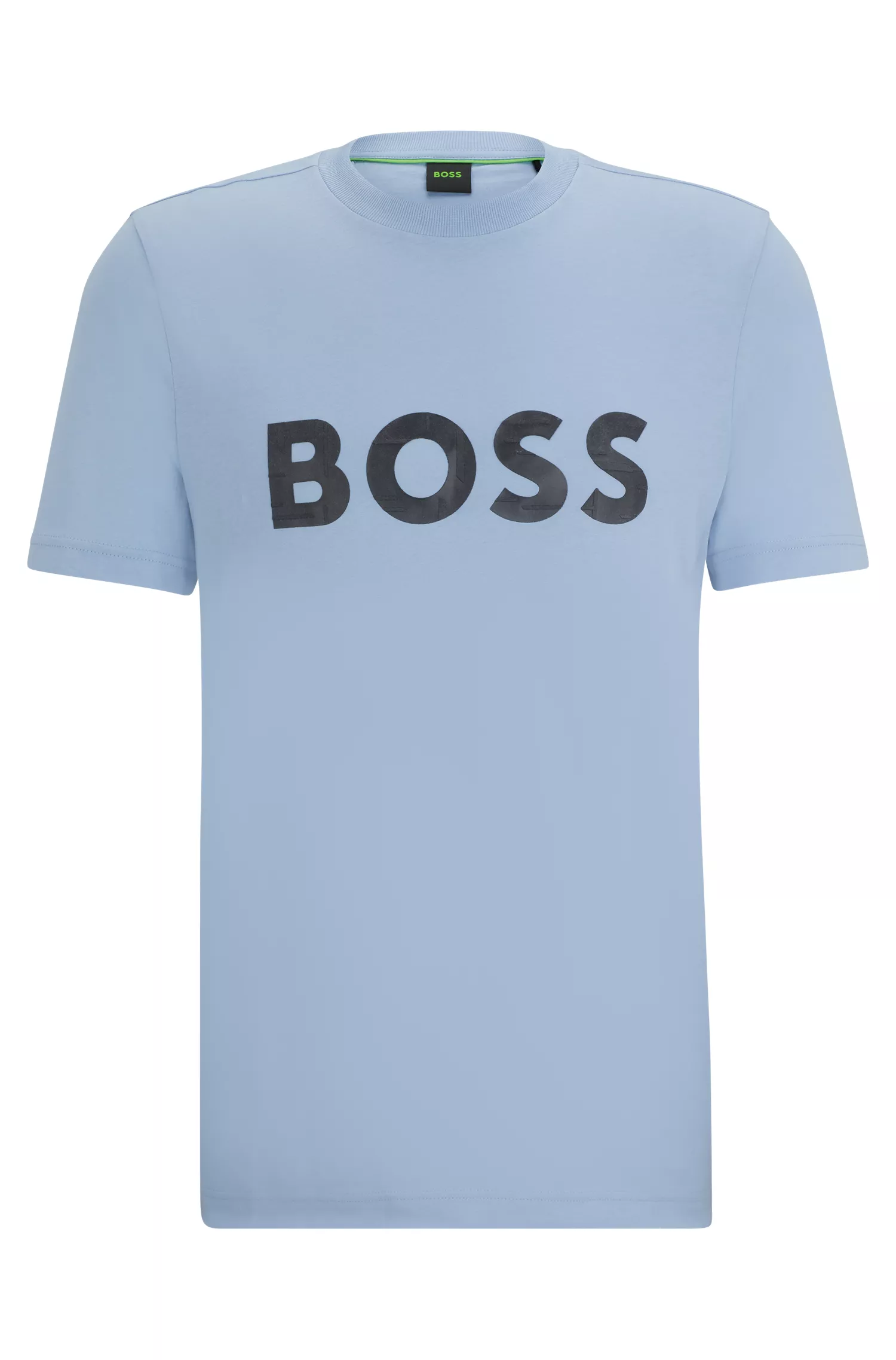 Camiseta BOSS em malha de algodão com estampa do logo em contraste verde