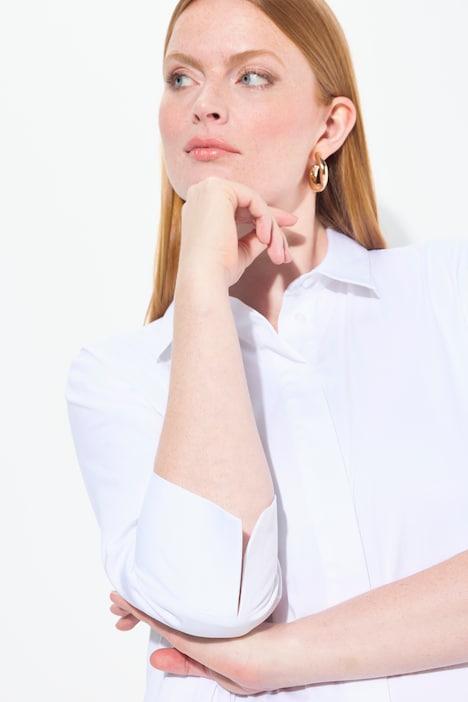 Bluse, Godeteinsätze, A-Linie, Hemdkragen, 3/4-Arm