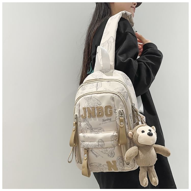 EAVALURE - Koppel bijpassende beer print letters applicatie sling bag