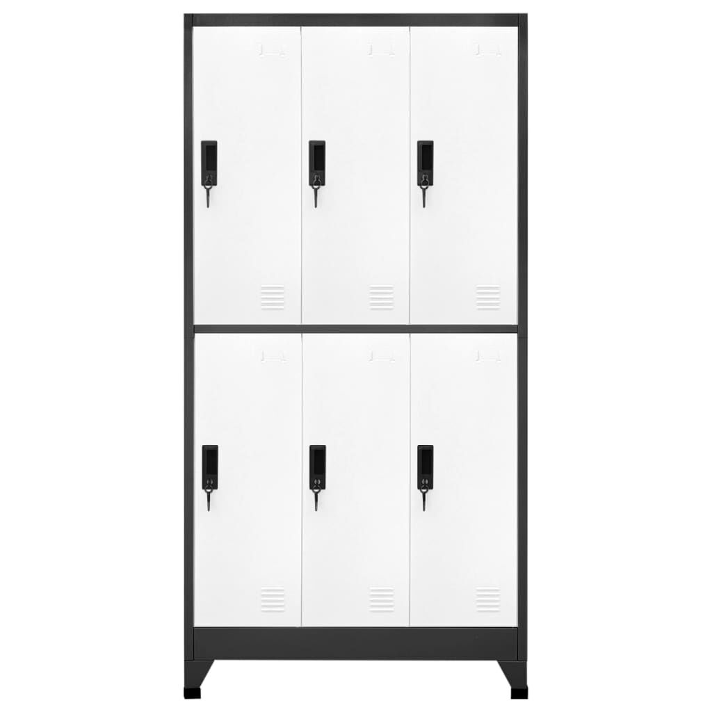 vidaXL Afsluitbare kast antraciet en wit 90x45x180 cm staal