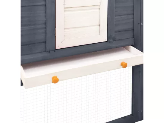 Clapier d'extérieur avec piste Gris et blanc Bois de sapin