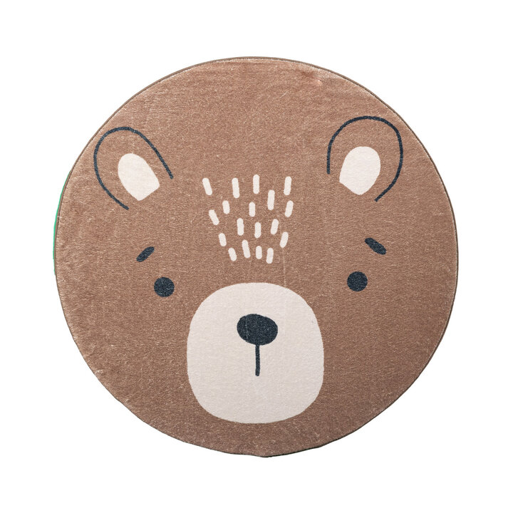 Rond wasbaar kindervloerkleed - Sammy Bear Bruin