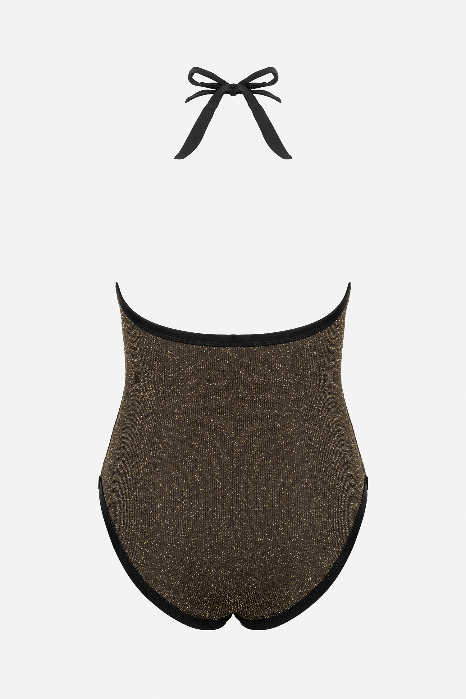Maillot de bain une pièce à col licou en lurex côtelé