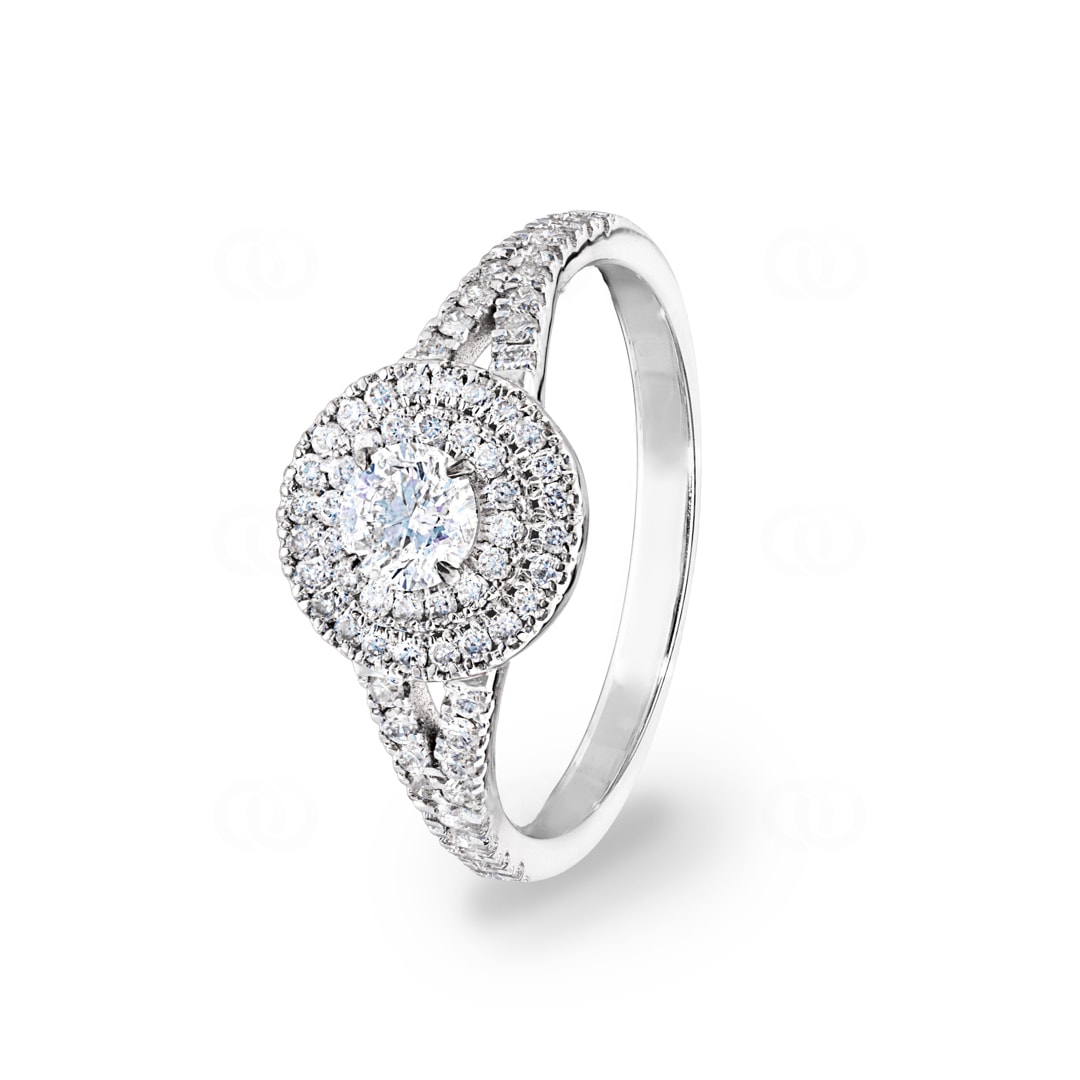 Verlobungsring 750/18 K Weissgold mit Diamanten 0.68 ct H/si