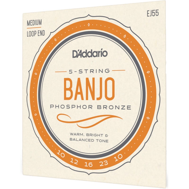 D'Addario EJ55 Phosphor Bronze Medium 10-23 snaren voor vijfsnarige banjo