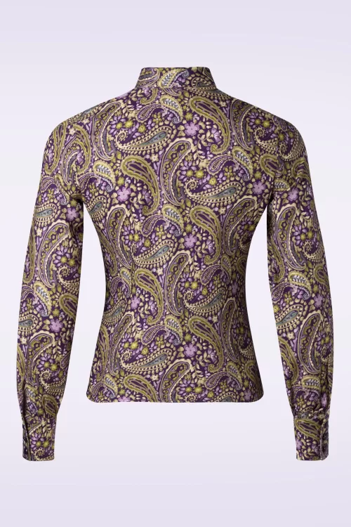 Very Cherry Ruffle paisley blouse in paars