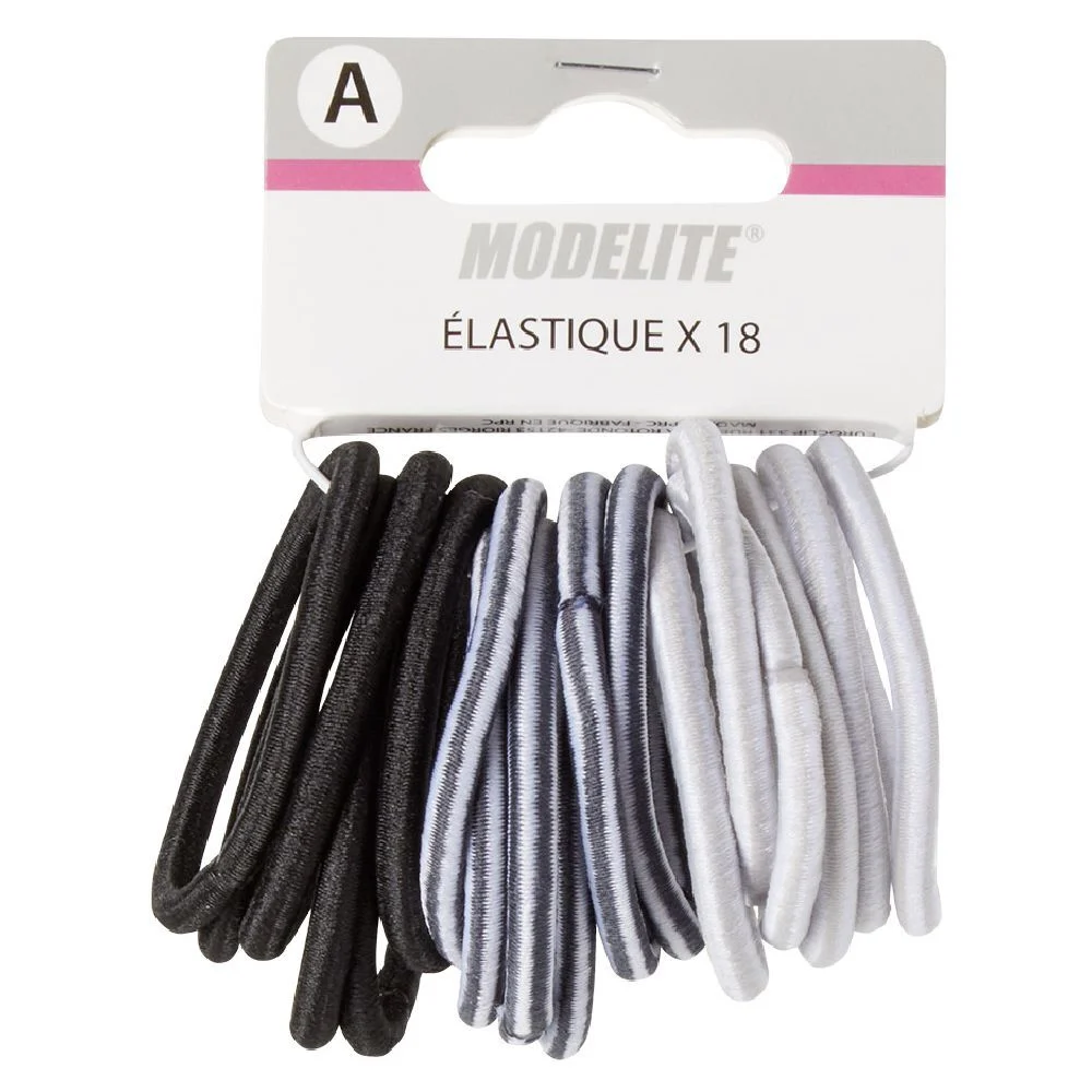 Élastique sans métal noir gris blanc x18