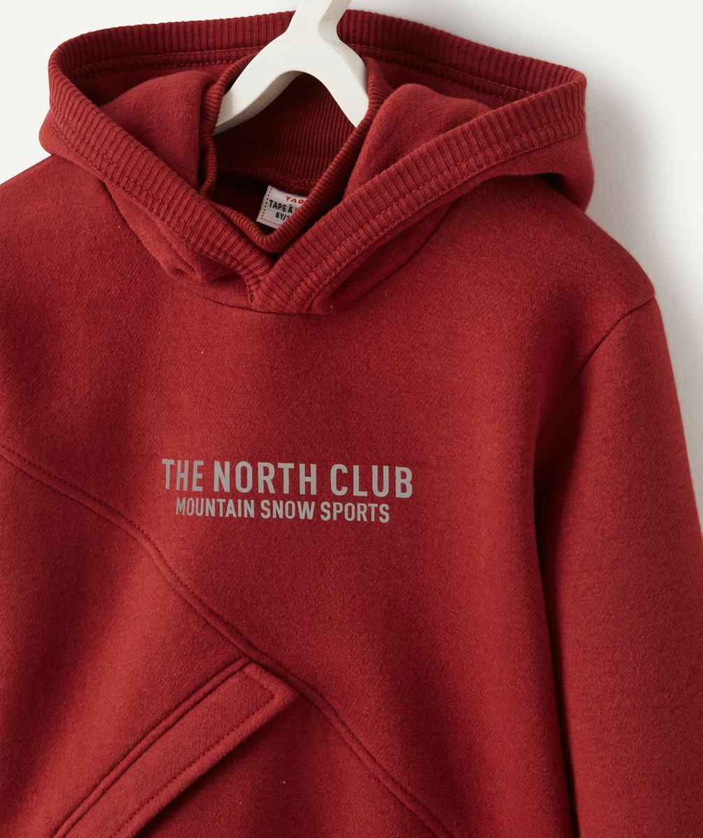 SWEAT À CAPUCHE GARÇON BORDEAUX AVEC MESSAGE RÉFLÉCHISSANT