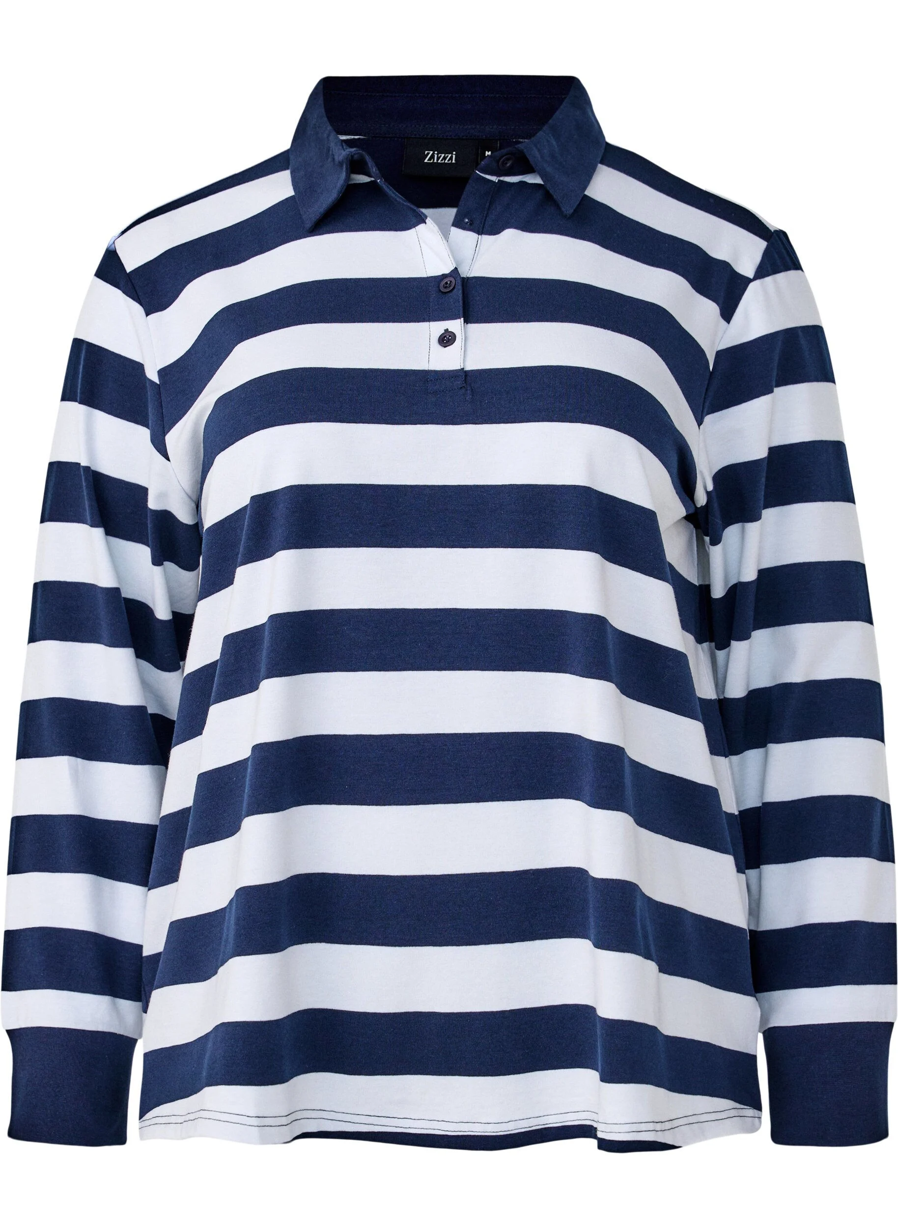 Langærmet poloshirt med striber