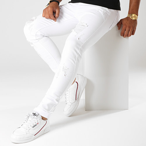 Jean Skinny Avec Déchirures LB054-5 Blanc