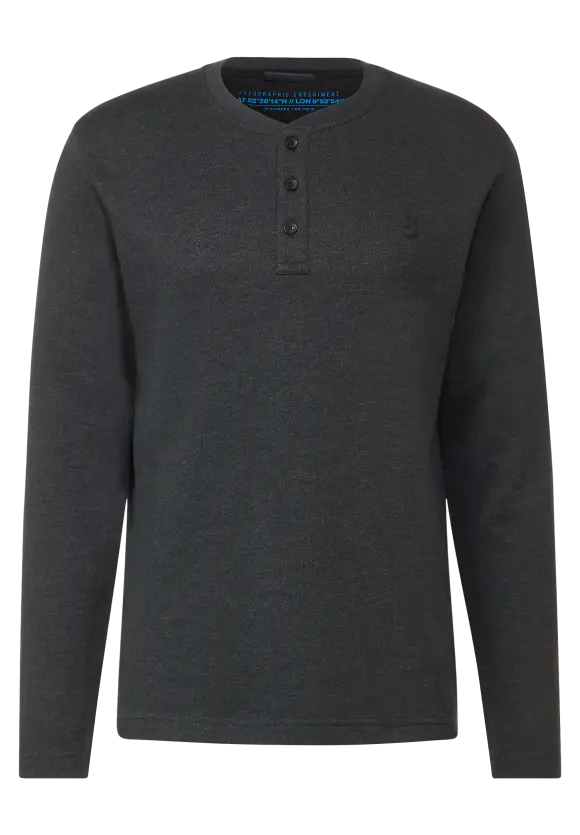 Struktur Henleyshirt - anthra grey melange