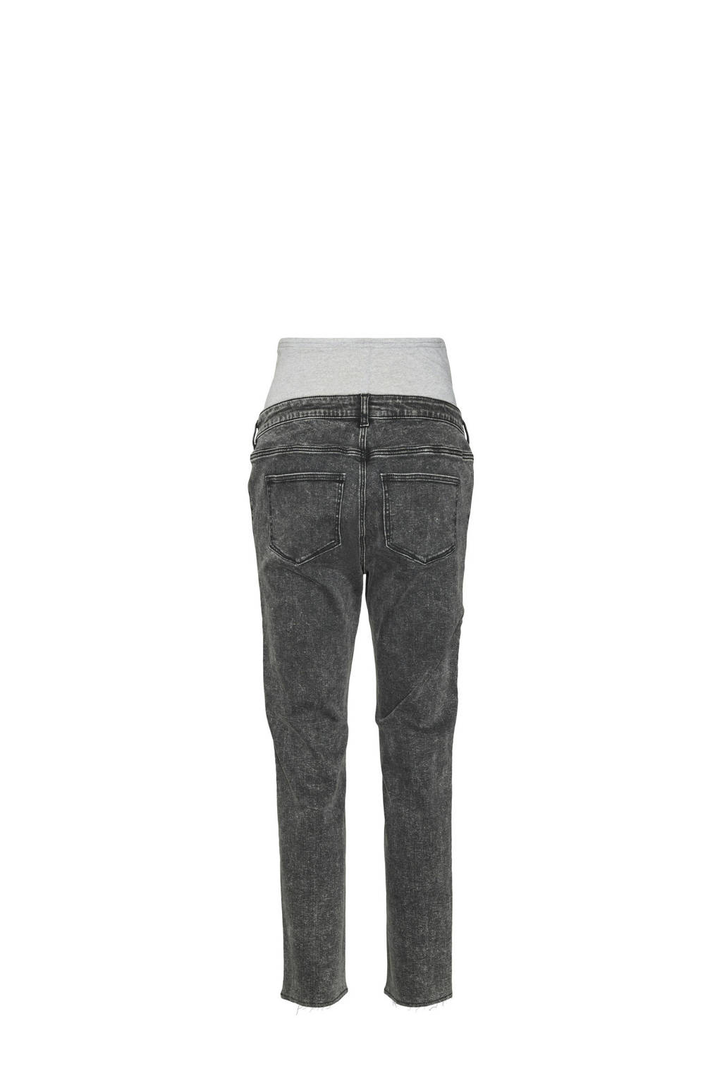 MAMALICIOUS high waist zwangerschaps slim fit jeans MLOSAKA grey denim