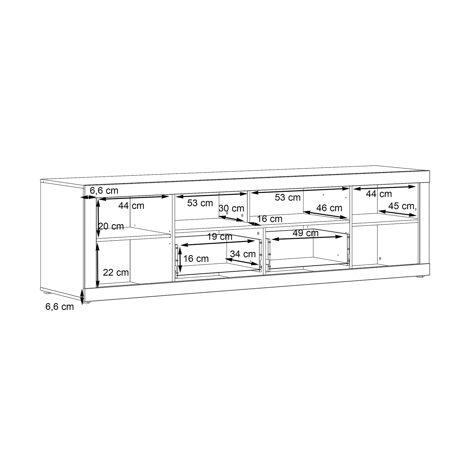 Lowboard - Betonoptik - weiß - 213 cm breit