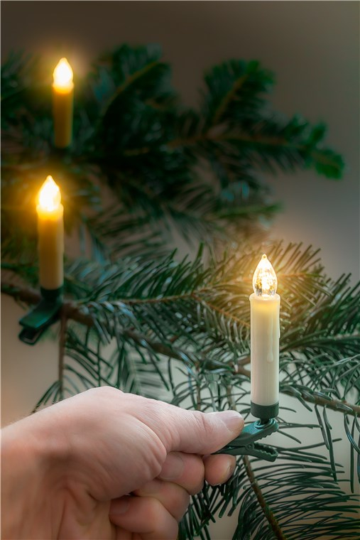 (10er Set) 10cm LED Weihnachtsbaum Kerzen Christbaum Beleuchtung inkl. Fernbedienung (Batteriebetrieben) - Warmweiss