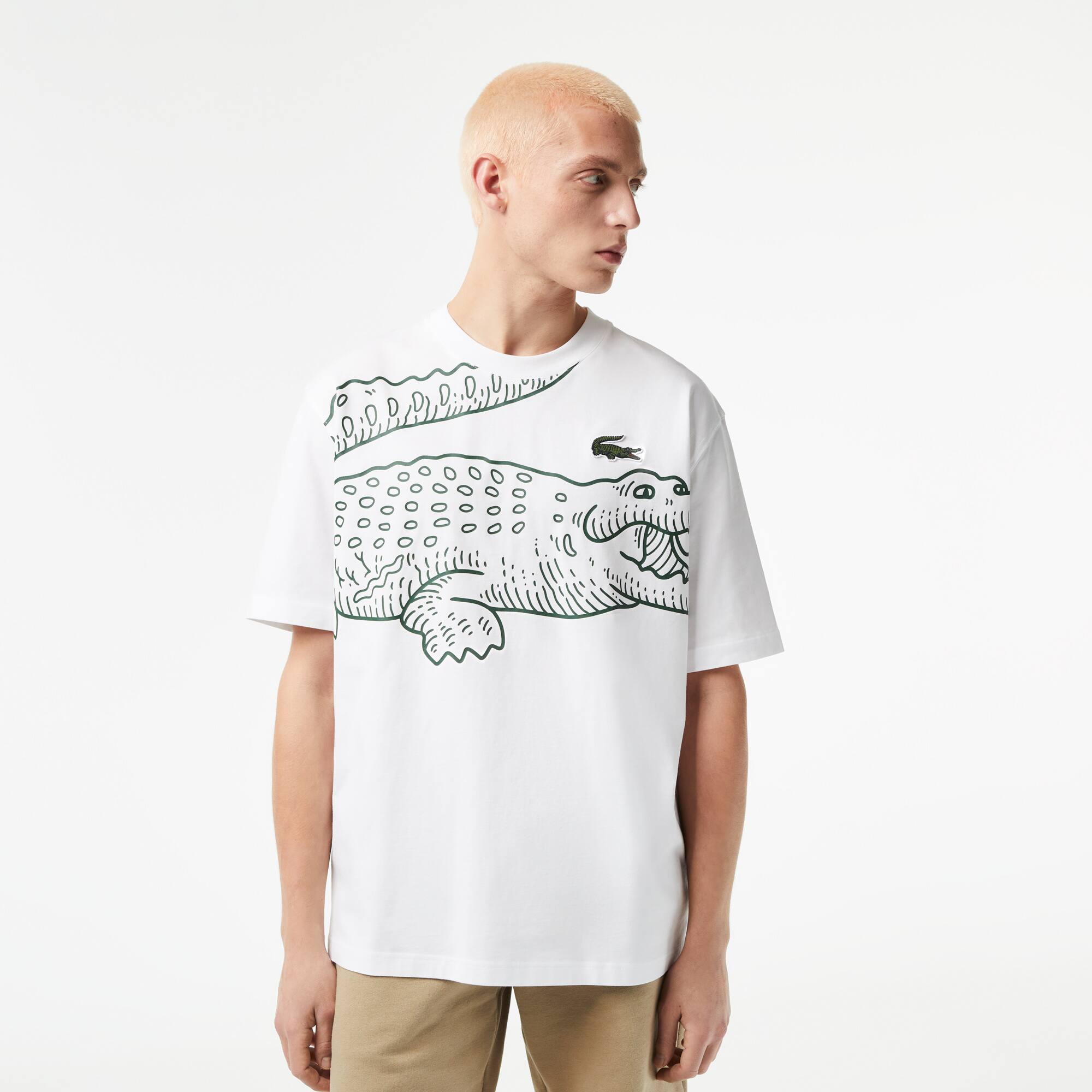 Herren LACOSTE T-Shirt mit Rundhals und Krokodil-Aufdruck T-Shirts - Weiss - Lacoste - Herren