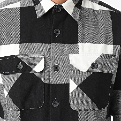 Chemise Manches Longues A Carreaux Darren Gris Noir Blanc