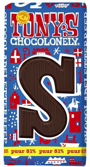 Tony's Chocolonely - Puur S - Chocoladeletter - 180 gram